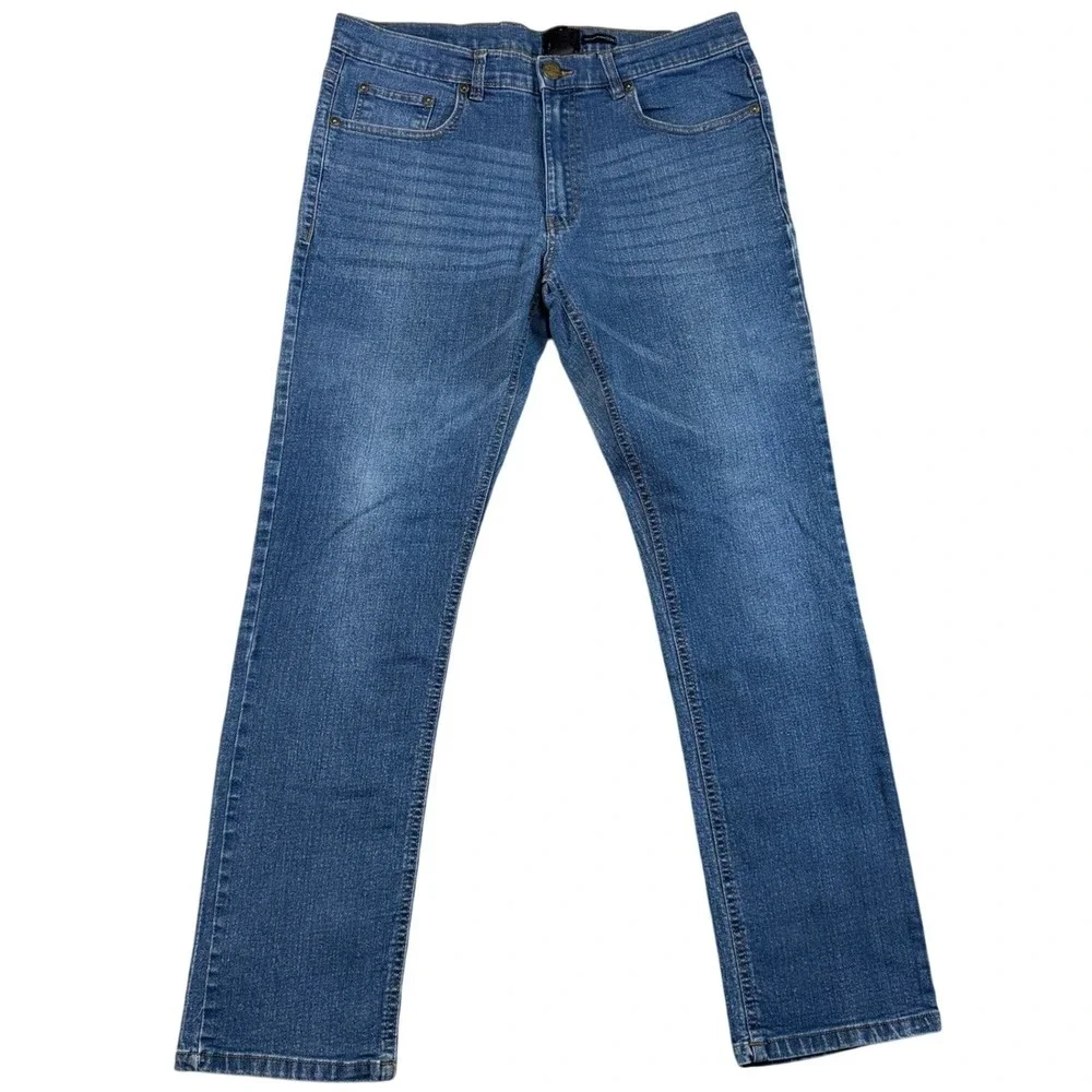 Elevani Los Angeles Mens Straight Leg Denim Jeans Blue Medium‎ Wash Size 34